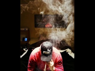 College Jock chills alone blowing tina clouds