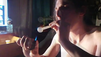 Spun boy filmed by girlfriend fucking himself